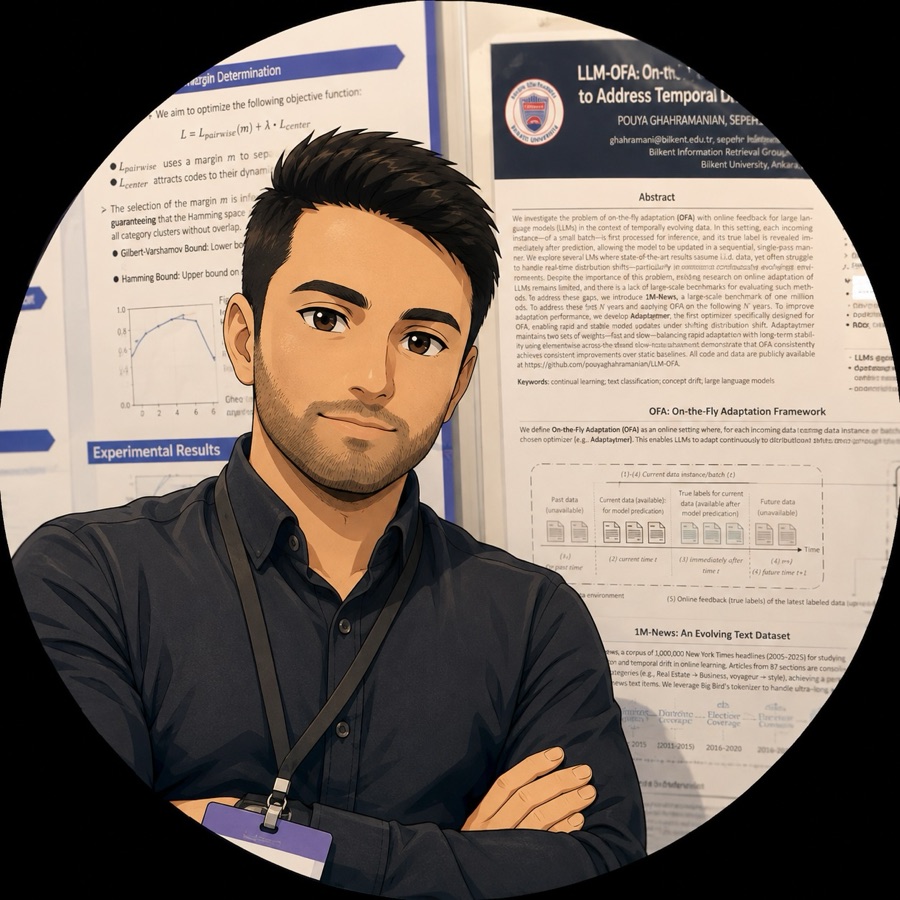 Pouya Ghahramanian, at the LLM-OFA poster session